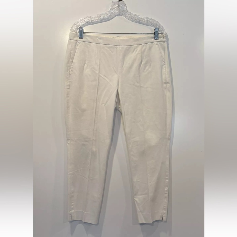 J. Crew White Martie‎ Crop Pants Stretch Cotton Blend Women’s Size 12 (1261) - Picture 3 of 7